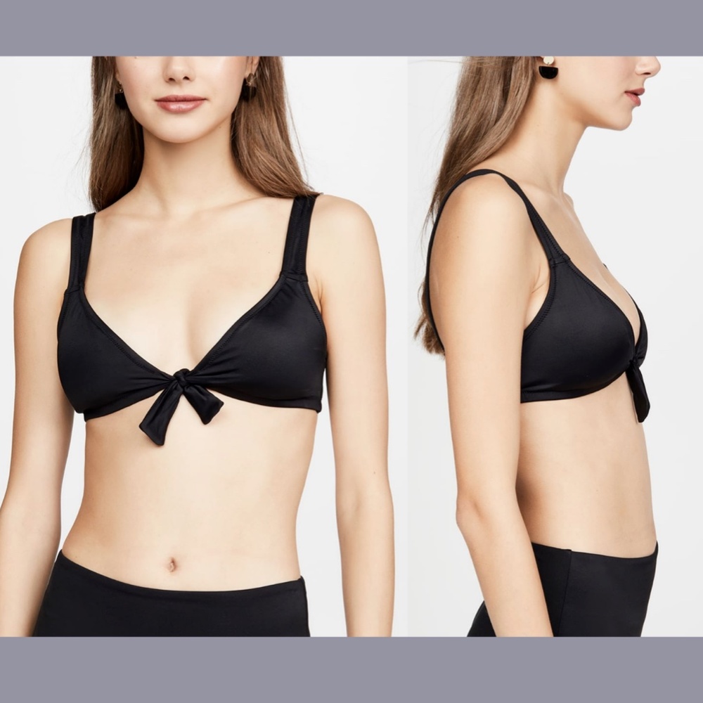 NWT MADEWELL [ PLUS 2X ] Second Wave Tie Front Bikini Top In True‎ Black - Picture 10 of 12
